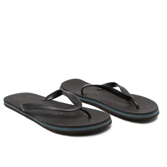 Calzaletas Mens Flip Flop Sandals Black Blue Mexico Rubber Beach Summer Pool - Picture 2 of 5